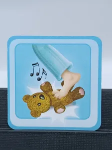 Article Grande carte "pied sur le nounours" - REVEILLE PAS PAPA VERSION PETITES CARTES
